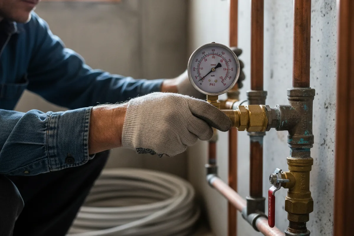 Pressure testing a repaired line during Water Line Repair in Wappingers Falls